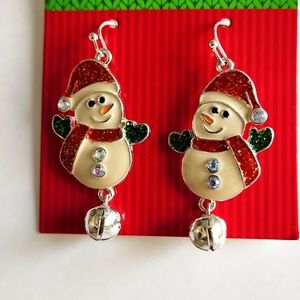 Beautiful Red/White Snowman Christmas Hook Drop Dangle